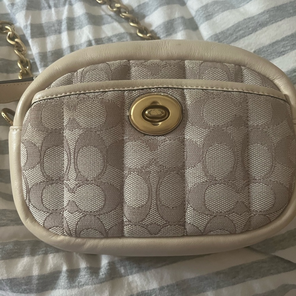 Coach Light Beige Signature Crossbody Bag